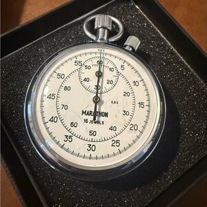 Marathon Stopwatch 1/5 SEC, 30 MIN w/ Glow In The Dark Dial